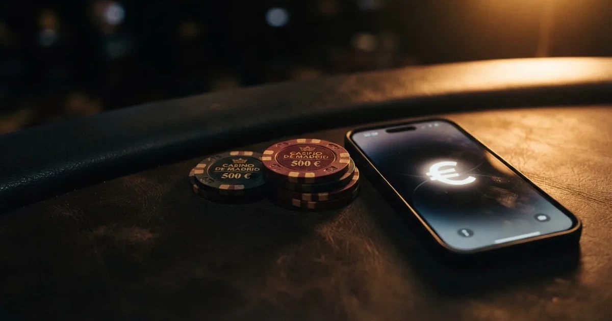 Fotografía de monedas físicas doradas apiladas junto a un teléfono móvil sobre un fondo oscuro, sin texto ni logotipos visibles.